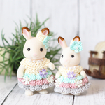 シルバニアファミリー　シルバニア　服　ドレス　♡ピンク　グリーン　グレー♡親子ペアドレス