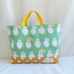 レッスンバッグ　黄色い帽子の白クマ　グリーン　Ｍ　３０ｘ４０ｘ３