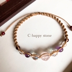 天然石＊ローズクォーツ＊水晶＊アメジスト＊ガーネット＊コード編み＊キラキラ＊シンプル＊spiralコード編み＊ブレスレット