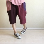 ※オーダー品※ゆるハーフパンツ028(えんじいろいろ)