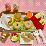 ☆送料無料、受注製作☆ハンバーガー屋さんセット(朝メニュー) フェルトおままごと 