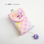 【キッズ携帯ケース】Lサイズ　キャンディハーツレインボー／ピンク