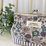 がま口ポーチMサイズ　FlowerGarden purple