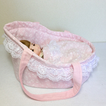 専用⭐️人形用持ち手付きベッド　ピンク小花柄　