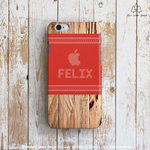 ニット 柄  Apple & Name Red iPhoneケース※お好きな文字を入れられます [iPhone4/4s～iPhone7 , iPhone7 plus]★