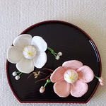 ちりめん細工   白とピンクの梅の花   置き物