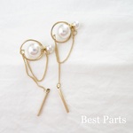 2pcs ピアスパーツ パール チェーン
