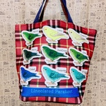 サザナミインコのフリースチェックトートバッグ