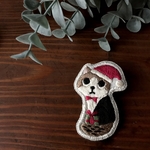 X'mas猫ちゃん ぺたんこ刺繍ブローチ 