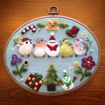 (※大サイズ)  小鳥たちのクリスマス 壁掛け