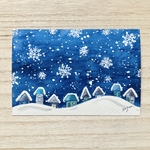❄️ 「雪降る街」北欧水彩イラストポストカード2枚セット クリスマスカード　クリスマス　寒中お見舞い 冬❄️
