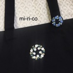 白薔薇とミモザの花刺繍　トートバック