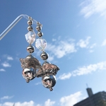 #103    再再再販♡    オーロラ　シルバー　メタル　ビッグ　ボール　ロング　ピアス　イヤリング　🌈