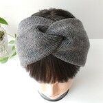 普通幅◆チャコールグレー ウールニット ヘアバンド/ターバン