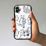 グリップiPhoneケース　シックなかまたち（ホワイト）