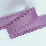 サイドフリルリボンᢂ ライラック 25mm  フリルリボン/サテンリボン/リボン/リボンアクセサリー/リボンバレッタ/リボンクリップ/グログランリボン/紫/パープル
