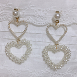 パール ハート ゴールド ピアス