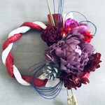 ☸新作♡花飾り☆　謹賀新年　正月飾り　しめ縄　注連縄　お飾り　お正月お飾り　しめなわ　プリザーブドフラワー ブドフラワー 正月飾り