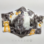 黒猫軍団と茶トラ三毛白猫のマスク★Mサイズ（大人用普通サイズ）