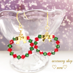 クリスマスリースピアス／イヤリング