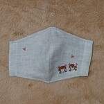 大人女性マスク「リネン」☆ペイント入り☆チビクマさん（＾＾）