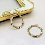 【再販】2pcs・ツートンメタルフープ（ピンク×グリーン）c-7