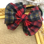 赤チェック×オフホワイトのヘアゴム♡ flapping ribbon by marinco handmade