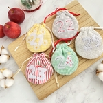 〈受注生産〉 5Pセット -ふんわりミニ巾着ポーチのクリスマススペシャル- アドベントカレンダーオーナメント 