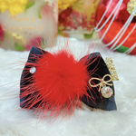 ワンコ用バレッタ♡MerryXmas*✰*小悪魔赤ファー