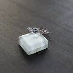ロンドンブルートパーズ　6爪CZマーキスレースリング　SILVER925