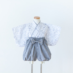 ✳︎ 優しいグレーのお花のベビー袴 ✳︎ 70〜80cm リボン付