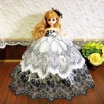ブライス　リカちゃん  モノクロ ブラック ホワイト  刺繍ドレス   パープル アウトフィット ドール服