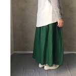 SALE セール　フレンチリネンのマキシスカート グリーン 国産染めリネン  上質リネン