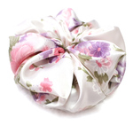 再販 シュシュ ホワイト ボタニカル シルキー 花柄 チャーム付き Botanical White