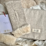 冬セットOrganic Cotton ヤク混ネル生地マフラー＆ファー付きハンドウォーマー