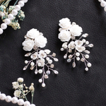 白薔薇の豪華小枝ピアス　結婚式　ウェディング　イヤリング　ブライダル　フォトウェディング　前撮り