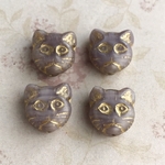 【13㍉ 6個】猫＊purple＊チェコビーズ