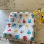 【再販】ループタオル2枚セット☆カラフルうさぎ　レッド&ターコイズ