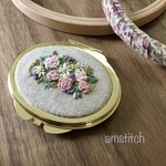 【訳あり 最終SALE】刺繍 コンパクトミラー (拡大鏡付き) 