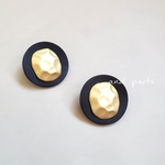 1ペア✴プチプラ!!!ブラック×クシュクシュゴールドピアス レディースピアス／アクセサリーピアス材料　