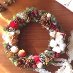 ナチュラルクリスマスリース(L) red