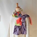 着物リメイク　フリルスカーフ　イエロー　パープル　オレンジ
