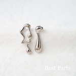 4pcs ピアスパーツ アシンメトリー シルバー