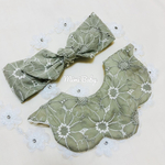 再販♡New!!マーガレット刺繍khaki＊もくもくスタイ、ベビーバンドセット♡