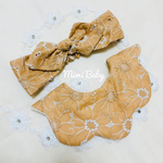 New!!再販！マーガレット刺繍light Brown＊もくもくスタイ、ベビーバンドセット♡
