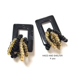 4pcs★rectangle bijouwrap charm・black（ビジュー巻きつけチャーム）