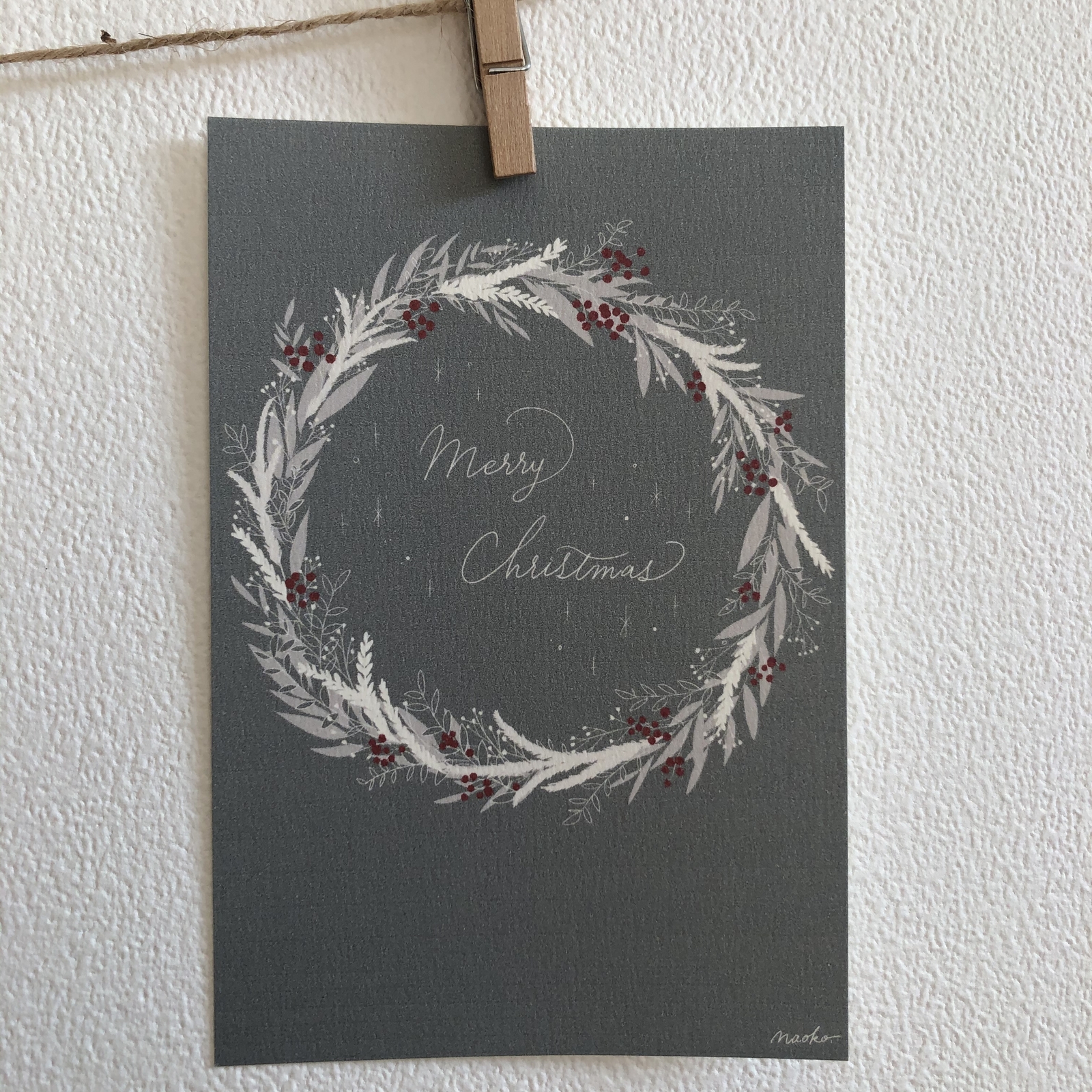 ナチュラルリースのクリスマスカード ハンドメイドマーケット Minne