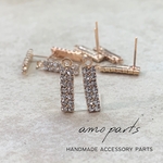 [4pcs]ビジュー　ピアス　レクタングル