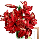 1本直径約２5センチの豪華なゆり,２つの花と１つのつぼみ,ラメ入りの赤いゆり,アーティフィシャルフラワー,フラワーアレンジメント,ウェディング,ブライダル小物,超豪華,花束,,fw023