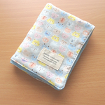【sale】やわらか8重ガーゼハンカチ　ねこちゃん柄／ライトグレー